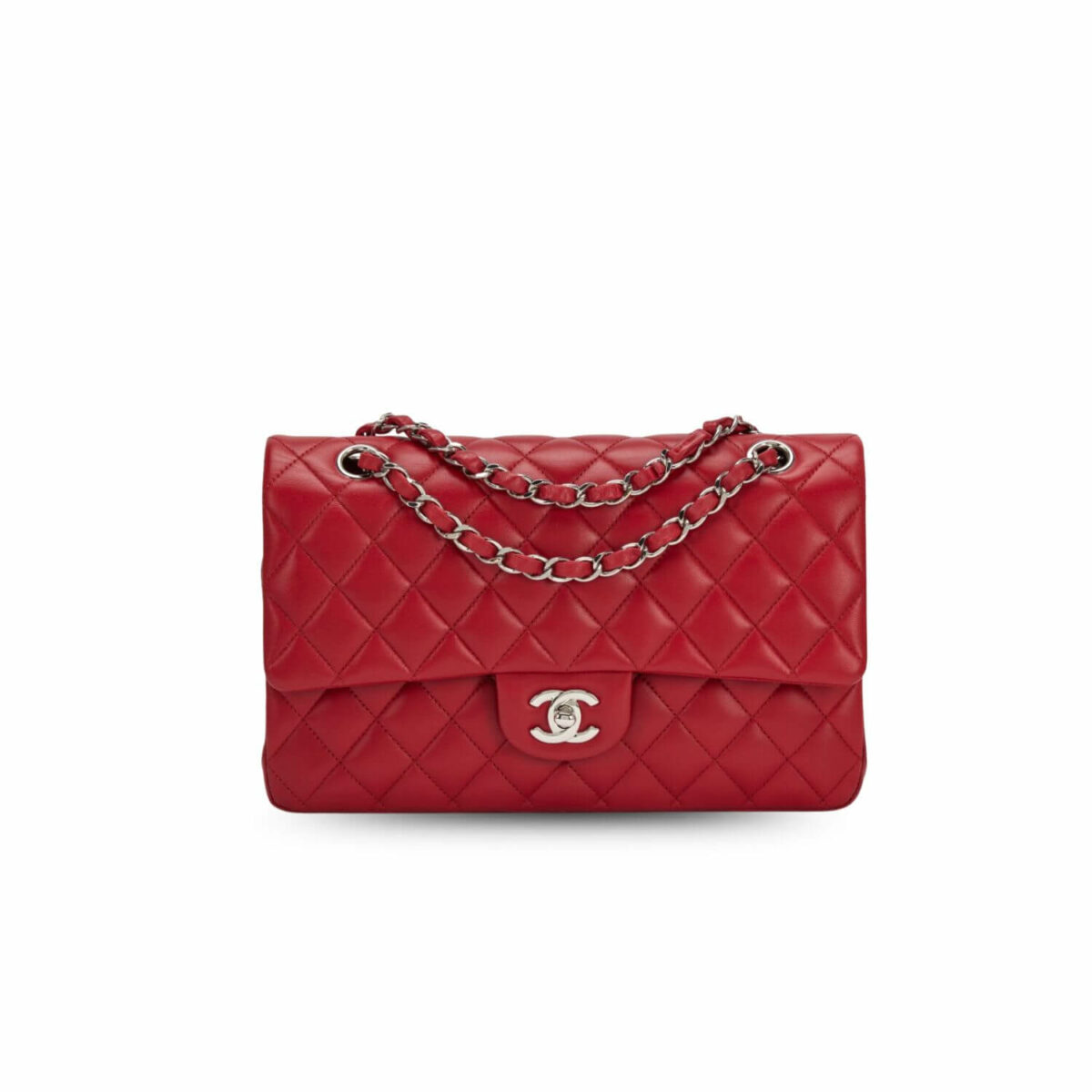 Chanel Classic HandBag Red For Women 9.9in/25.5cm A01112