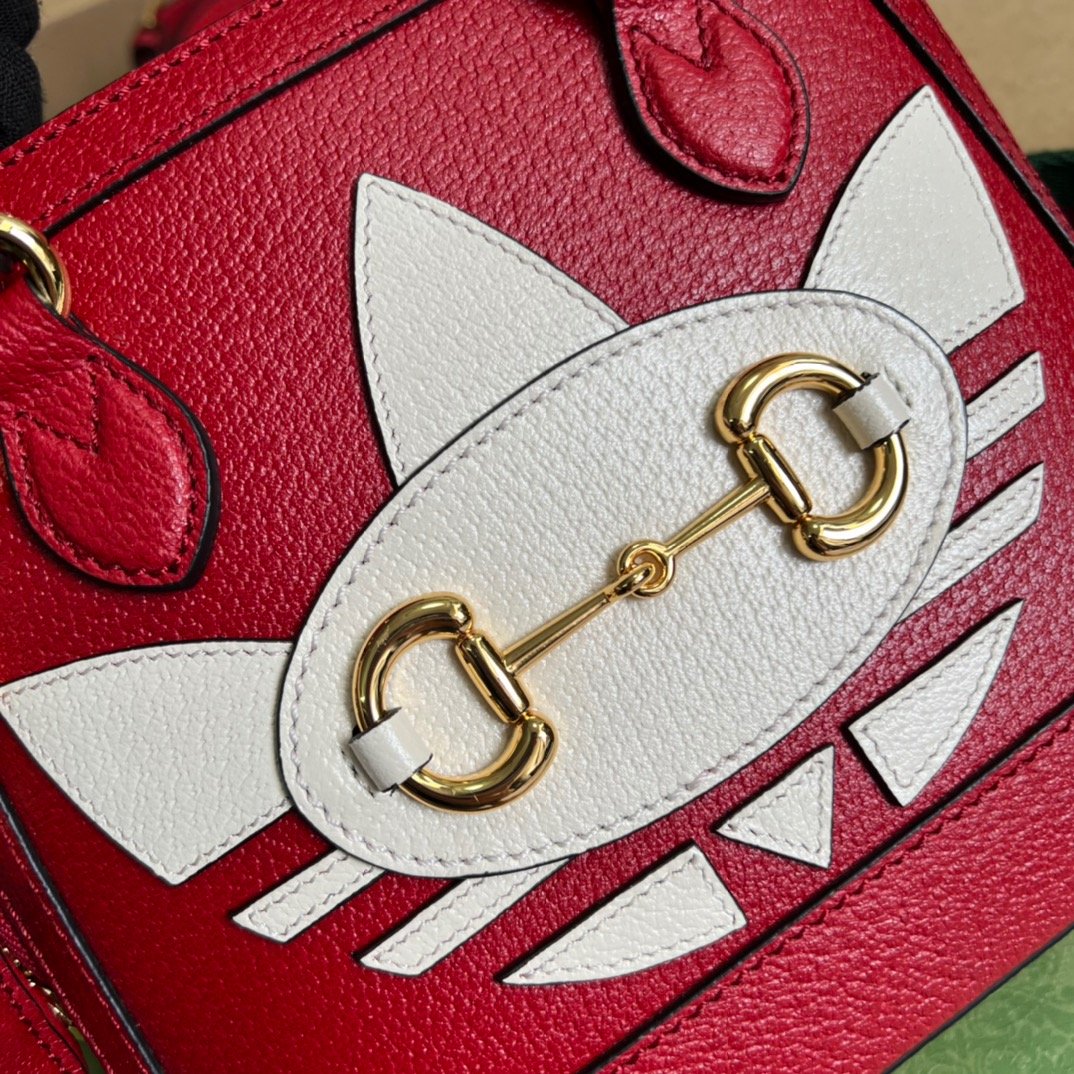 Gucci x Adidas Horsebit 1955 Mini Bag Red For Women, Women's Bags 7.9in ...